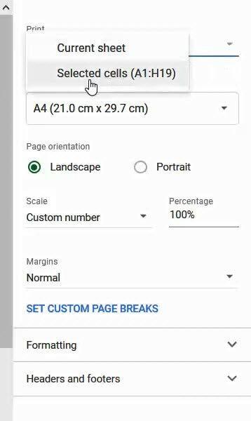 Hướng dẫn cách in các ô đã chọn trong Google Sheets